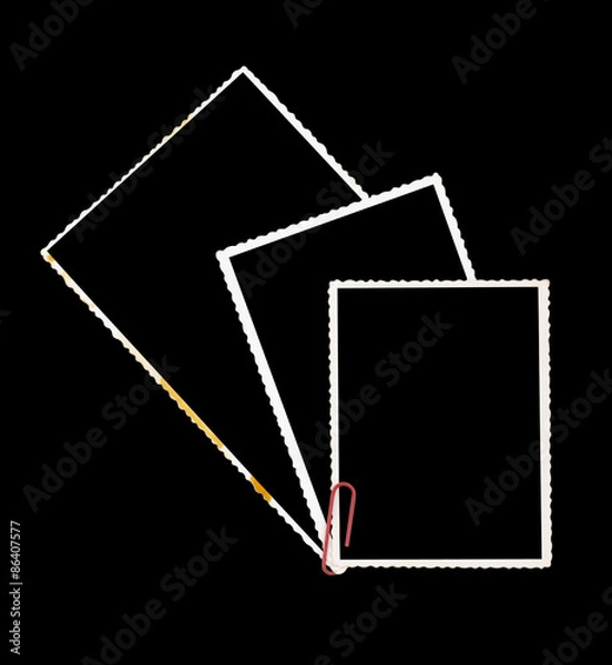 Obraz Three phto frames and paperclips
