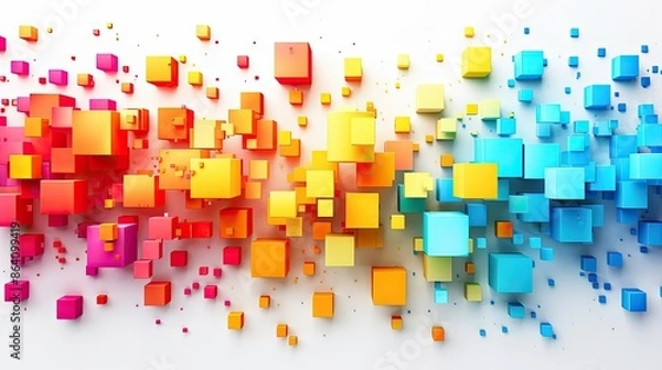 Fototapeta Modern background for the presentation, colorful cubes on a white background, free center of the image
