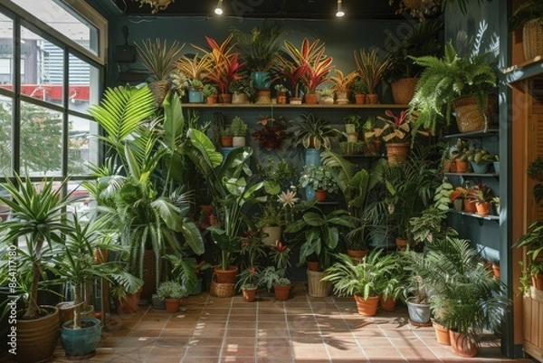 Fototapeta Transform any space with the invigorating tropical vibes of lush greenery, vibrant colors, and exotic elements that bring a refreshing energy to any room.