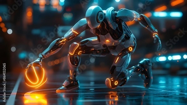 Fototapeta Futuristic Robot Basketball Player sci-fi setting