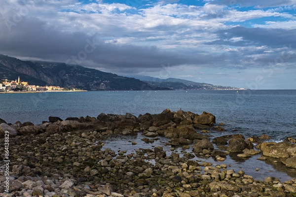 Obraz Méditerranée à Menton, plage du Gorbio