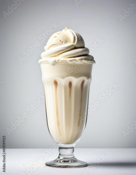 Fototapeta a milkshake with a scoop of ice cream, perfect food photography, flat background
