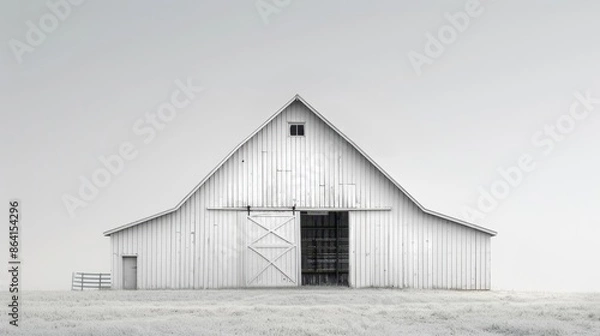 Fototapeta A barn set against a simple background, emphasizing its clean lines and traditional role in agriculture.