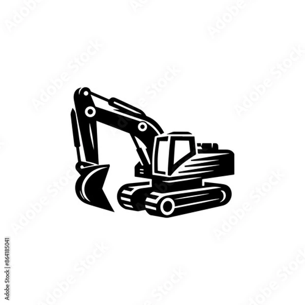 Fototapeta Simple Excavator Logo Flat Black Vector