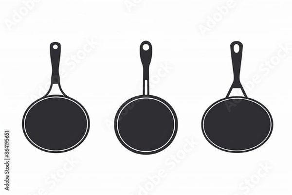 Fototapeta Frying pan icon, empty nonstick cookware sign, non stick symbol skillet, saucepan emblem, pan isolated
