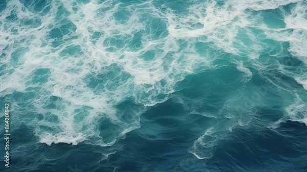 Fototapeta White Foam on Deep Blue Ocean