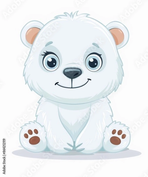 Obraz Cute cartoon white bear vector using simple shapes