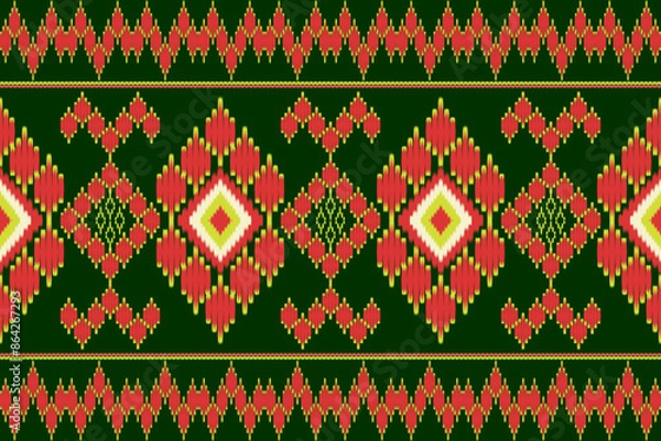 Fototapeta Abstract design ikat vector seamless pattern.