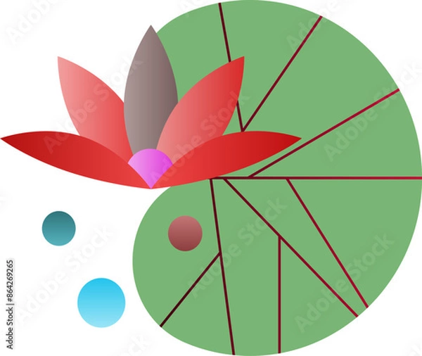 Fototapeta lotus flower set, white background, vector illustration. Perfect for wedding, cards, posters, flyers. lotus and leaf vector on white background