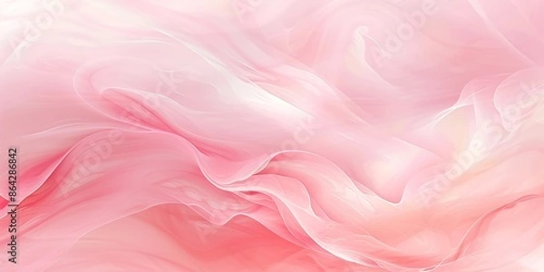 Fototapeta Soft flowing pink silk fabric background with gentle, wavy layers and smooth folds, creating an elegant and delicate texture. Perfect for design projects and backgrounds