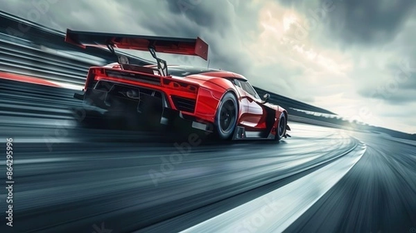 Fototapeta dynamic racing car in motion thrilling highspeed automotive action photography