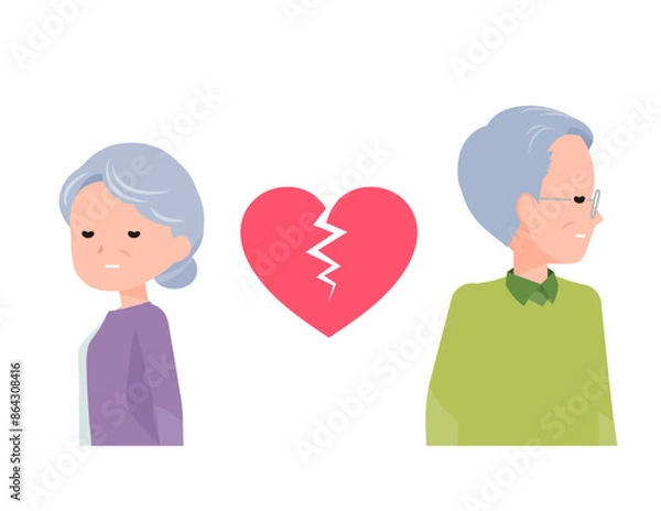 Obraz 老人シニア夫婦男女。破局した二人。