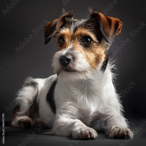 Fototapeta Adorable Jack Russell Terrier Dog Poses in Studio Setting with Professional Lighting Technique
