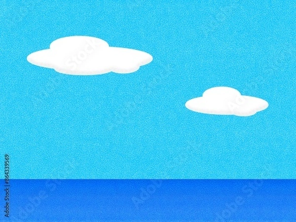 Obraz 素朴な空と雲と海風景イラスト