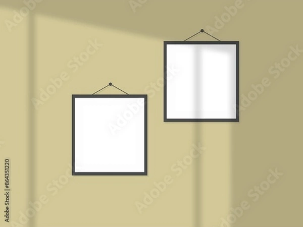 Fototapeta frame for paintings or photographs on zest background, minimalist gallery style
