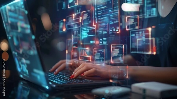 Fototapeta FutureForward Holographic Workspace Organization for Enhanced Productivity