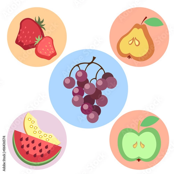 Fototapeta Fruits, vector icons