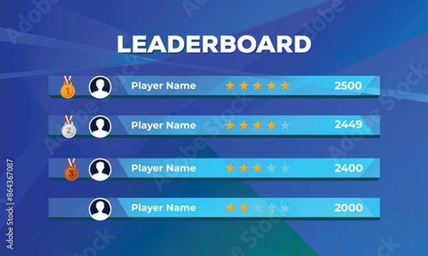 Obraz game leaderboard template abstract background. leaderboard game vector