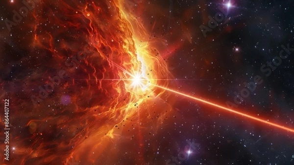Fototapeta A bright, mysterious fast radio burst from a distant galaxy.,majestic astronomical image of galaxy universe space beautiful like magic in dream