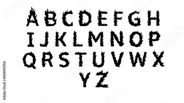 Fototapeta Fire font, hand drawn alphabet letters, decorative font lettering design