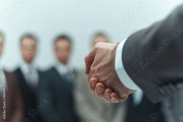 Fototapeta close up a man in business suit folded hand