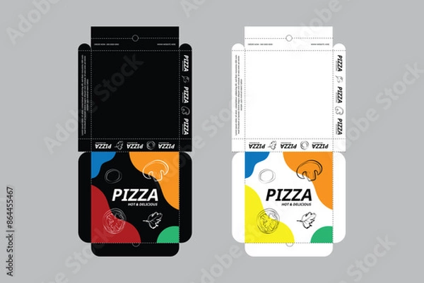 Fototapeta Pizza Box Design, Pizza Packaging Design, Pizza Box Design Template, Ready For Print.