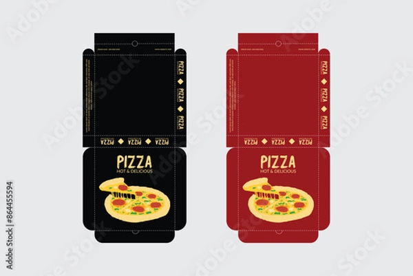 Fototapeta Pizza Box Design, Pizza Packaging Design, Pizza Box Design Template, Ready For Print.
