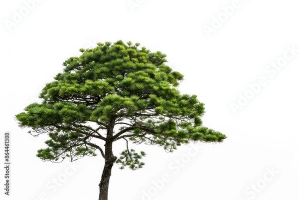 Fototapeta A Canary Island pine set against a pristine white background