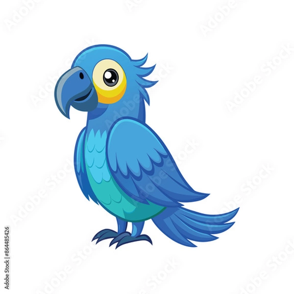 Fototapeta Cartoon blue macaw vector isolated