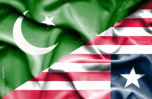 Obraz Waving flag of Liberia and Pakistan