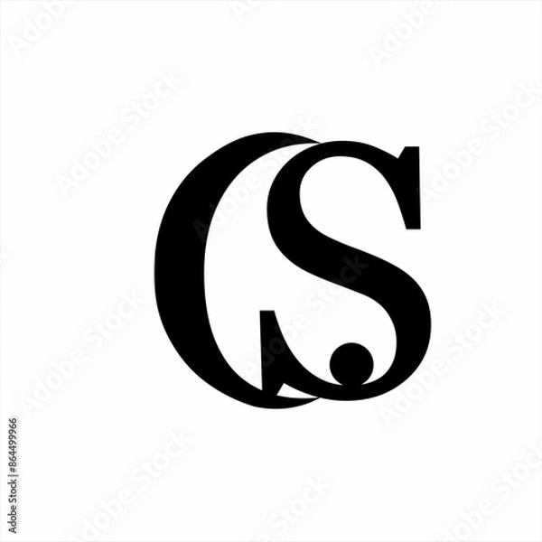 Fototapeta Simple abstract letter CS logo design.