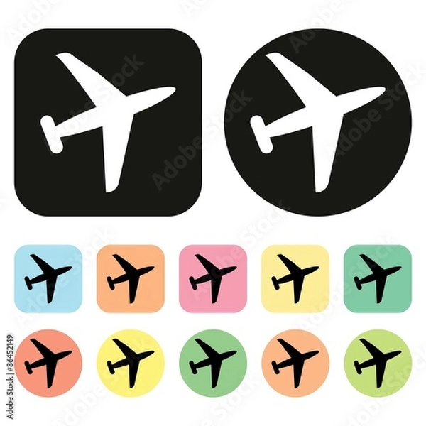 Obraz Airplane icon. Plane icon. Passenger plane icon. Vector