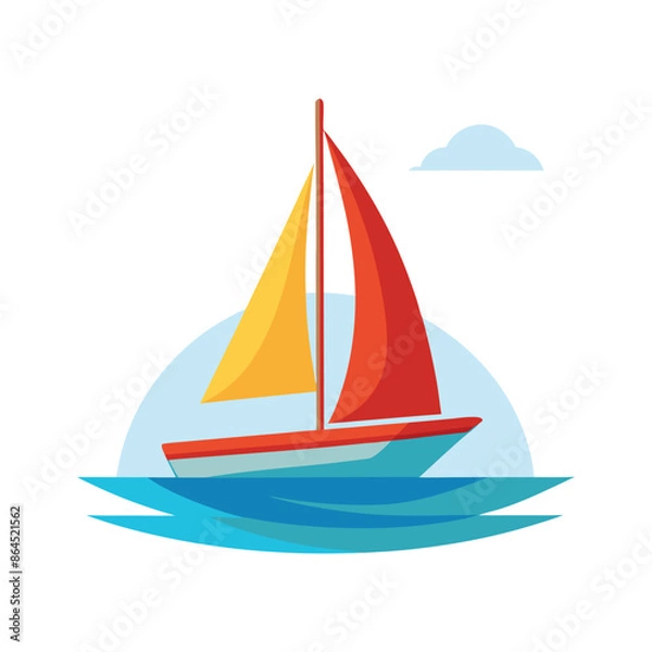 Obraz behind a sailboat vector on the horizon