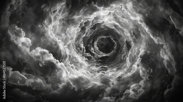 Obraz grey heaven sky paranormal smoke big natural dramatic cloud dramatic cloudscape hole storm turbulence background thunderstorm break dark whirlwind ruptu swirl hole tunnel weather large nobody clouds.