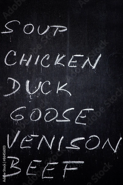 Fototapeta Restaurant Advertising Blackboard with Food and Drink List in Ch