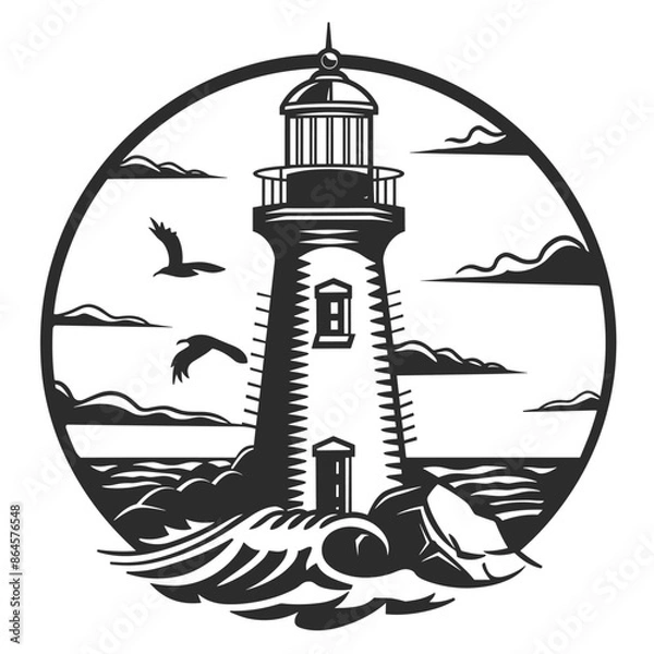 Obraz Nautical lighthouse sea navigation beacon