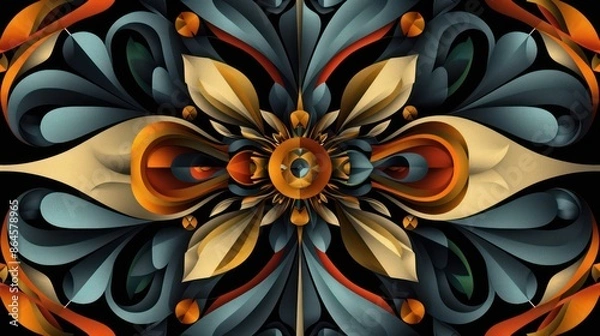 Fototapeta Intricate abstract pattern with vibrant colors and shapes.