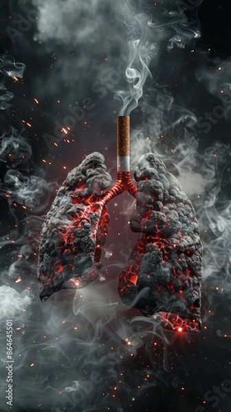 Fototapeta Harsh Reality of Smoking Impact on Lungs
