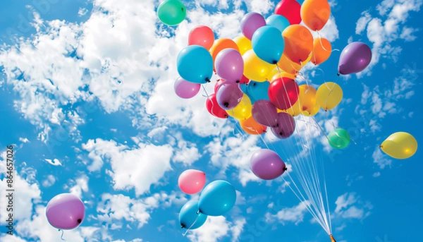 Fototapeta Balloons displaying eco-friendly messages, promoting sustainability and environmental consciousness with vibrant designs and impactful slogans.