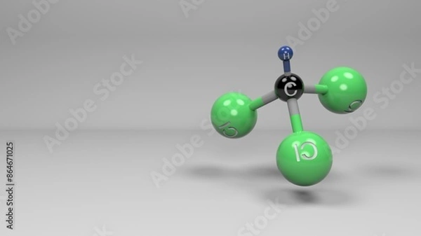 Fototapeta Chloroform molecule. Molecular structure of chloroform, solvent, reagent, refrigerant and anesthetic.