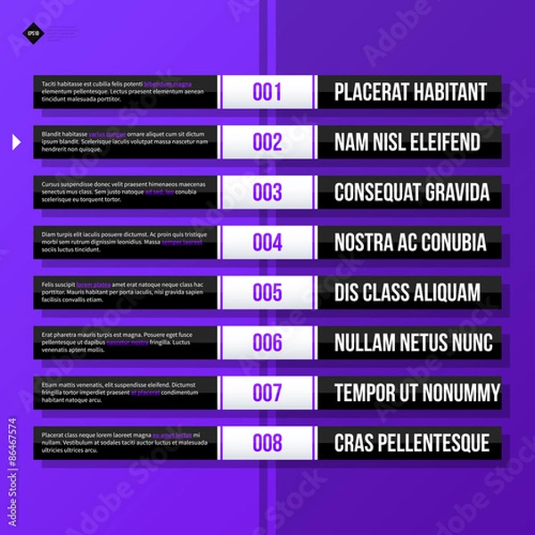 Obraz Menu template with horizontal options/banners. EPS10 vector template
