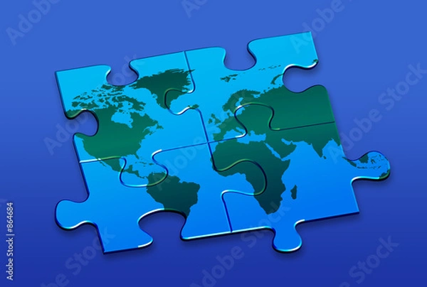 Fototapeta world puzzle clipping path!