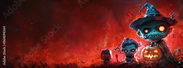 Fototapeta ハロウィンのかぼちゃとおばけ