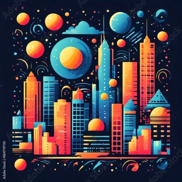 Fototapeta AI Image Generator, Random Geometric shapes wireframe background and Gradient geometric wallpaper