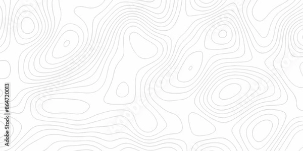 Obraz Geometric stiped line grid map Topographic contour lines. Seamless pattern with lines Topographic map. Geographic mountain relief diagram line wave carve pattern.