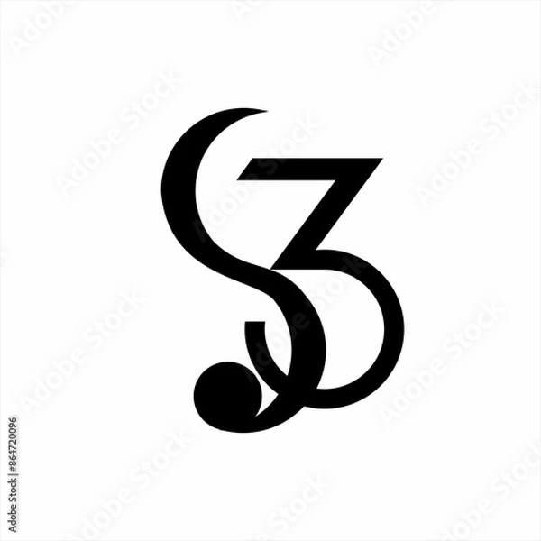 Fototapeta Simple unique abstract S3 logo design.