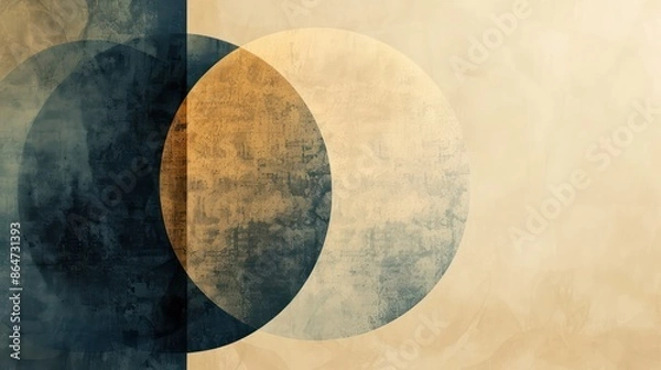 Fototapeta A painting of two circles with a white background