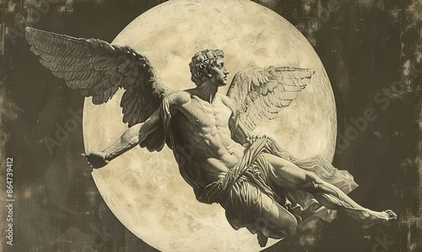 Fototapeta icarus flying to the sun a character from greek mythology.illustration