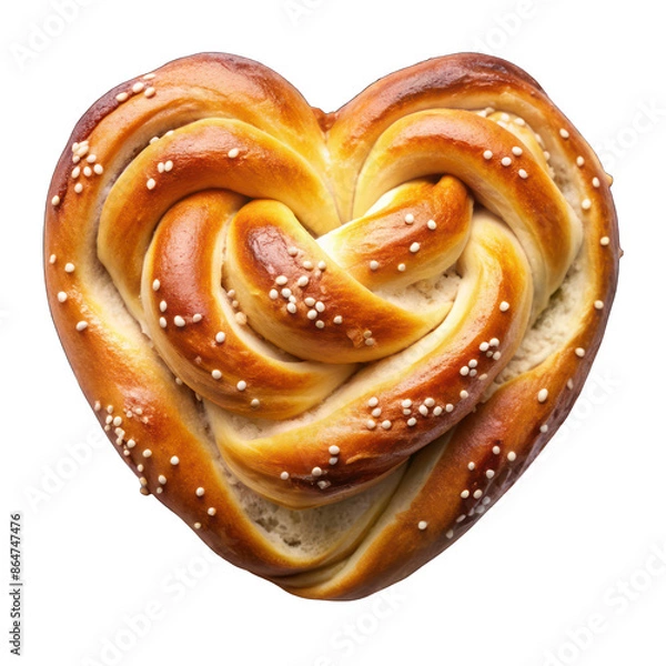 Fototapeta Danish bread in heart shape isolated on transparent background