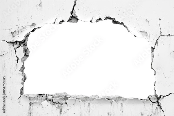 Fototapeta Concrete wall frame. Concrete hole as frame. PNG file. Generative AI